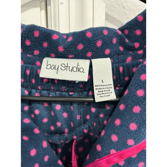 Bay Studio Womens Polka Dot Pajama Set L Polyester Navy Pink - Picture 5 of 11